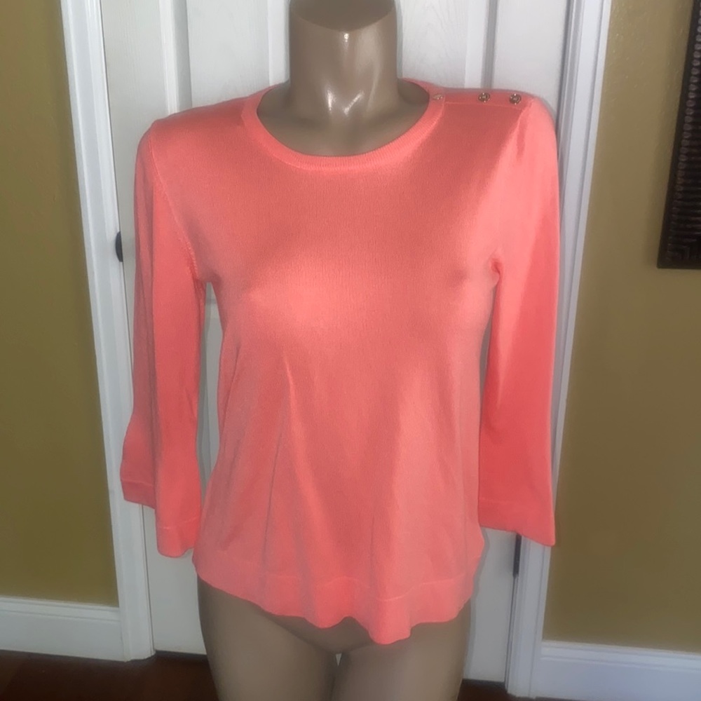 NWT Jones New York Orange Sweater- S - Gold button accents